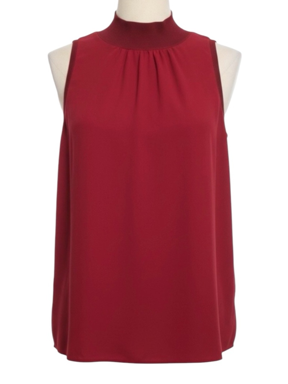 NWT Calvin Klein Ruby Red Sleeveless Mock Neck Blouse Size L